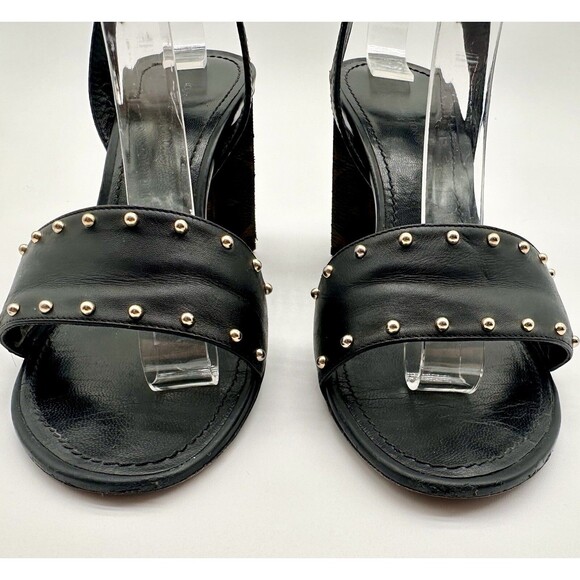 Louis Vuitton Silhouette Heeled Sandals Leather with Monogram Canvas EU 38 US8 - Picture 11 of 16